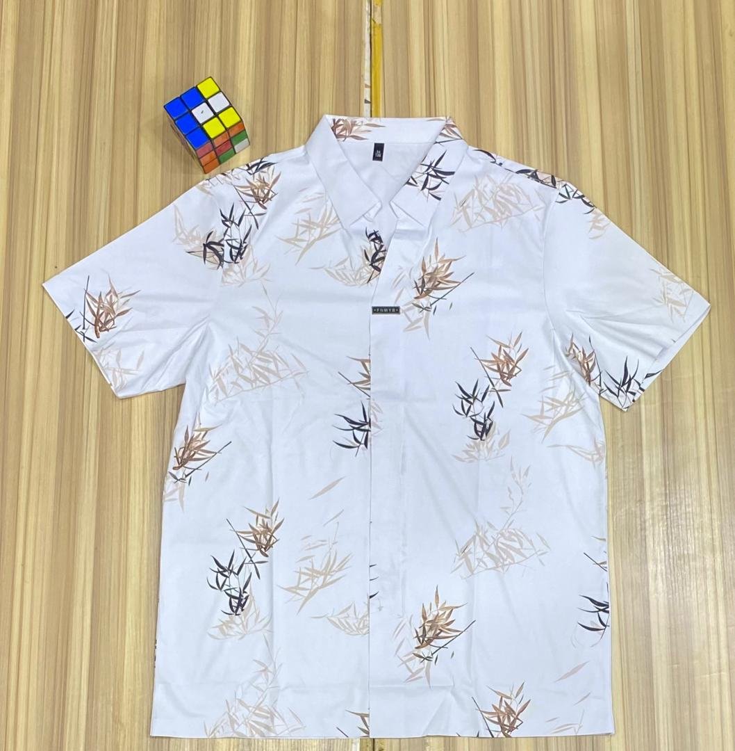 white men’s short-sleeved button-up shirt