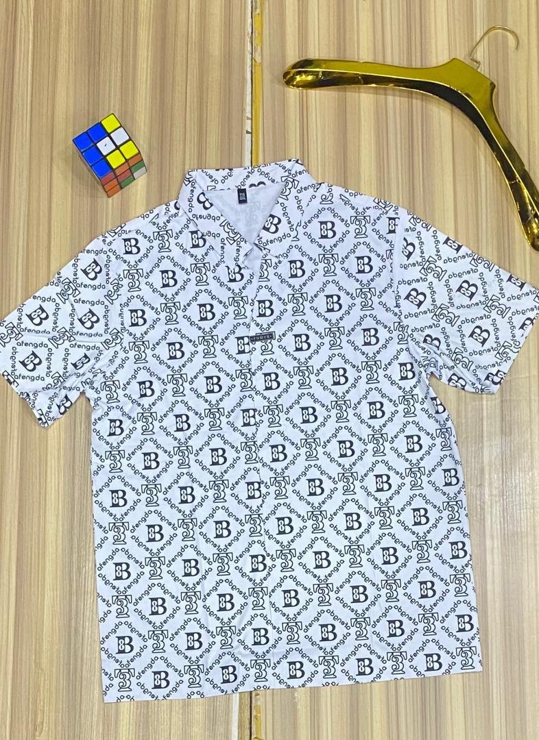 A white, short-sleeved men’s shirt