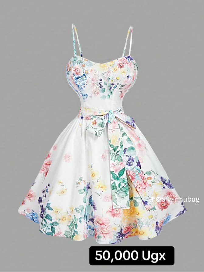 Shein MOD Floral Print Tie Bow Decor Women’s Dress