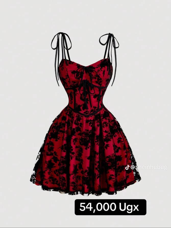 SHEIN MOD Women’s Velvet & Mesh Net Spaghetti Strap Black Dress