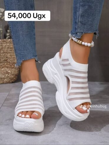 Mesh Wedge Platform Sandals