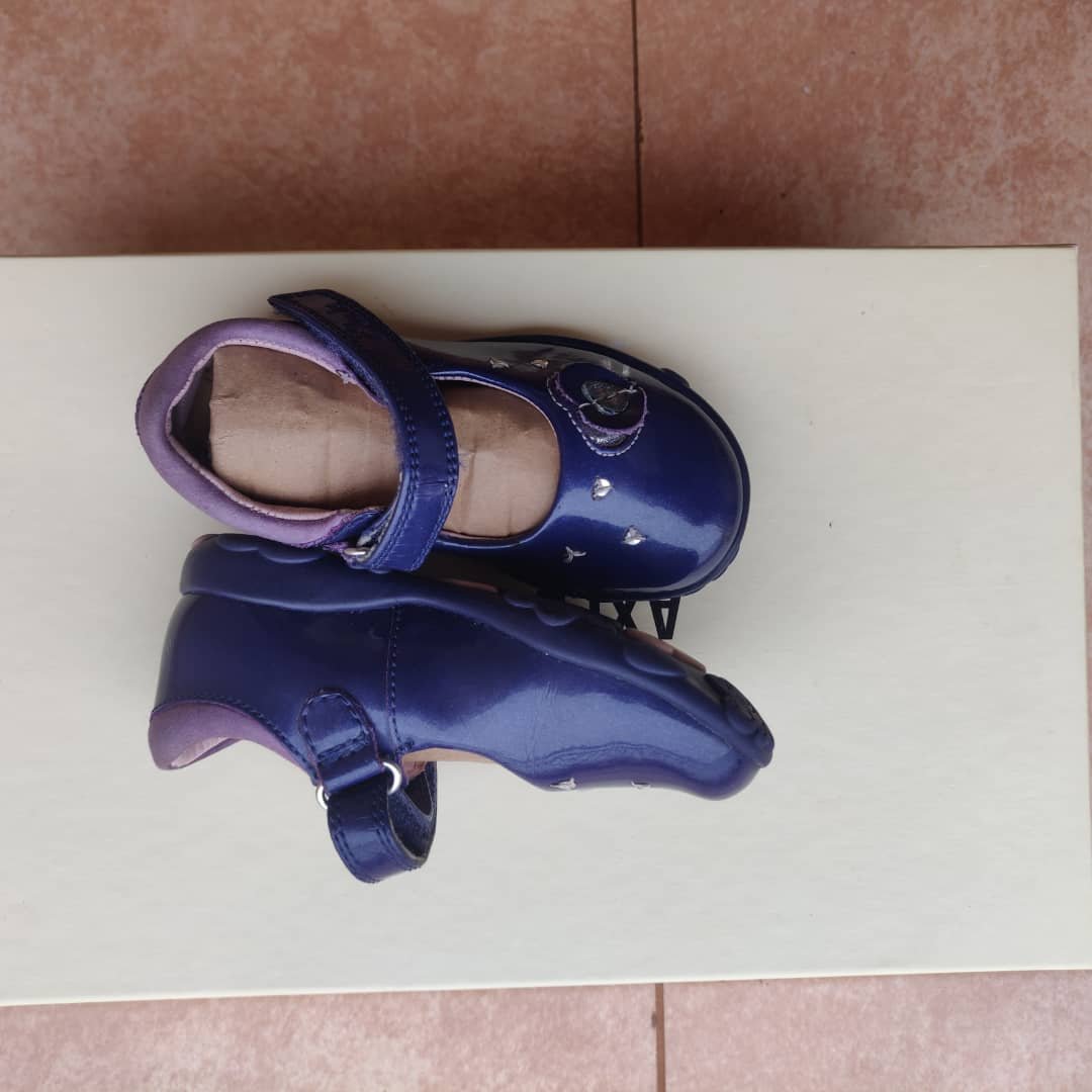 blue patent leather shoe