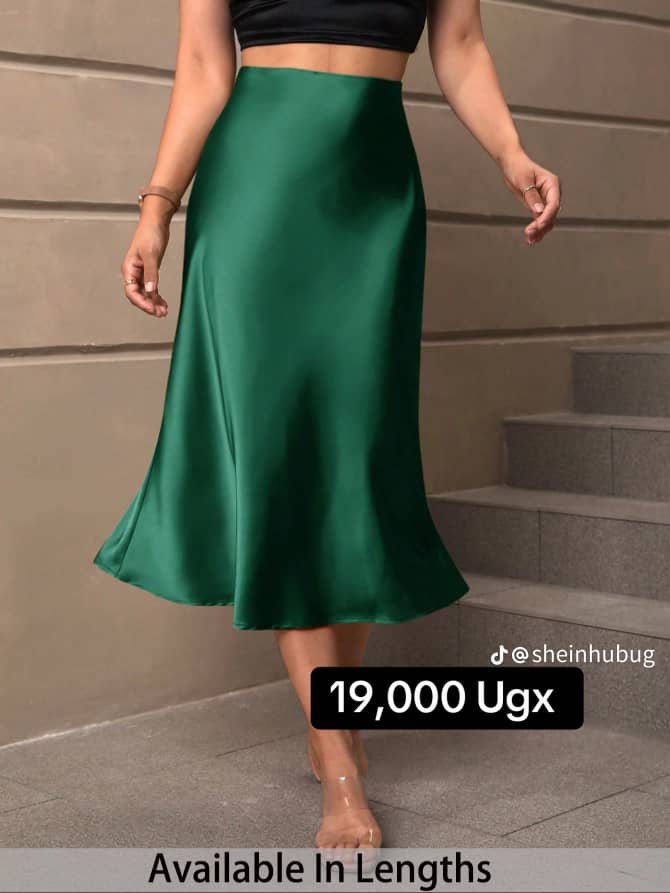 satin green skirt