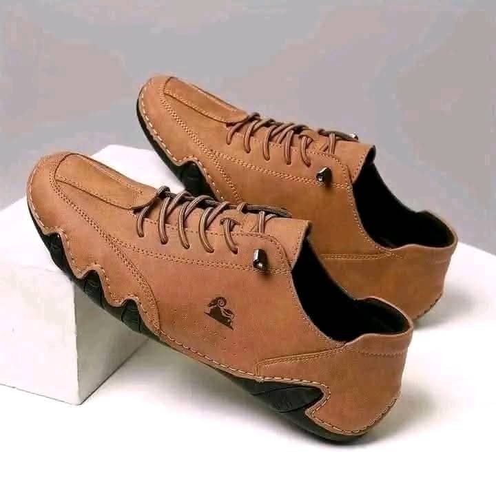 tan casual slip-on shoes