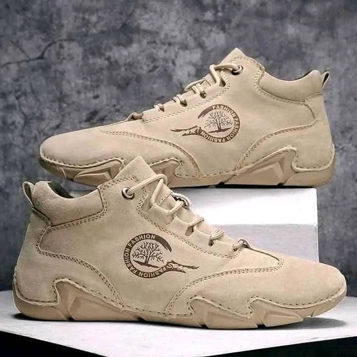 Earlde Men’s Leather Casual Chukka Driving Walking Ankle Boots