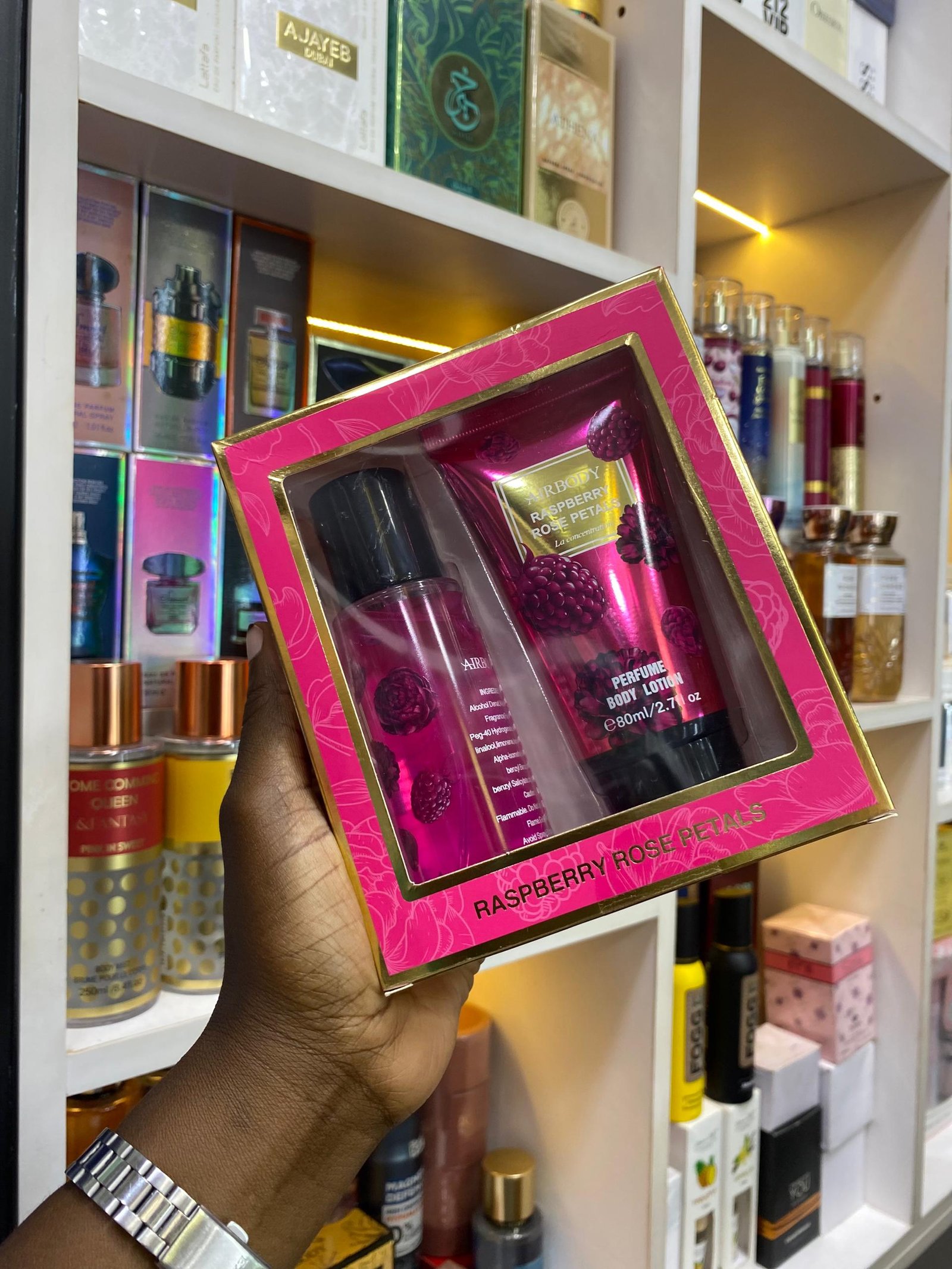 “Raspberry Rose Petal” scented perfume