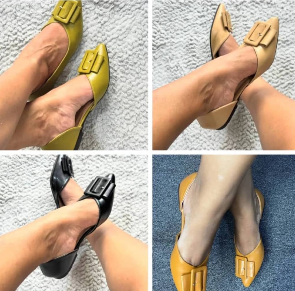 flat, pointed-toe pumps