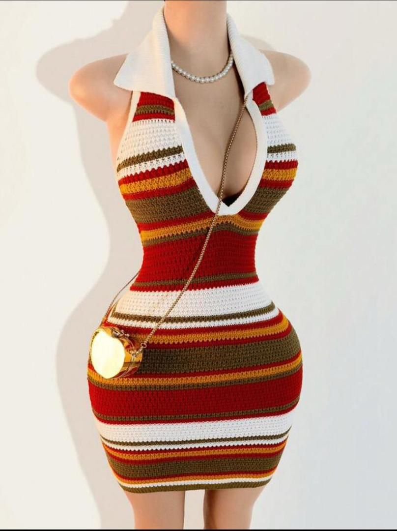 Halter Neck Knitted Mini Dress.