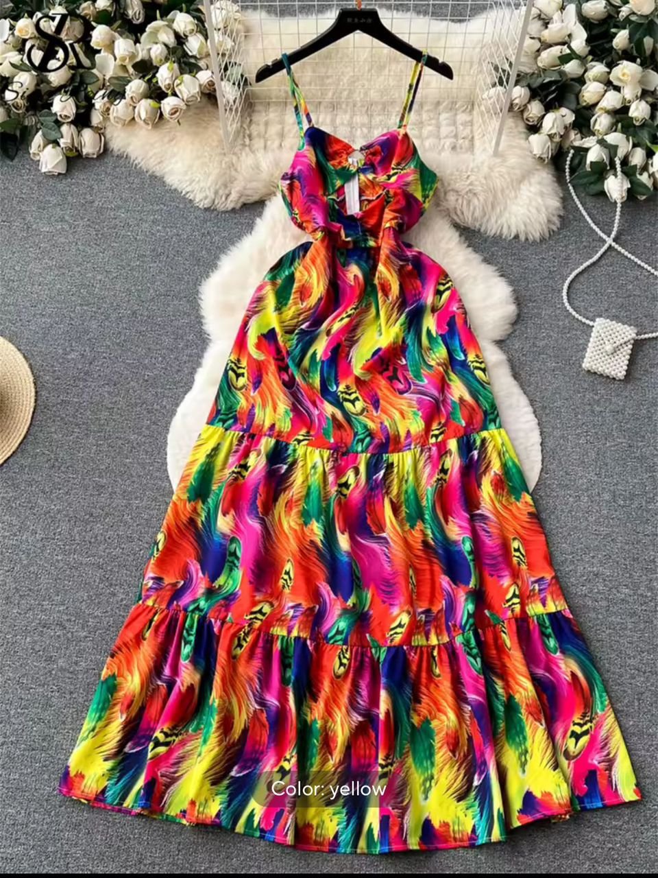 multi-colored maxi dress