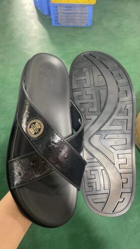 black slide sandals