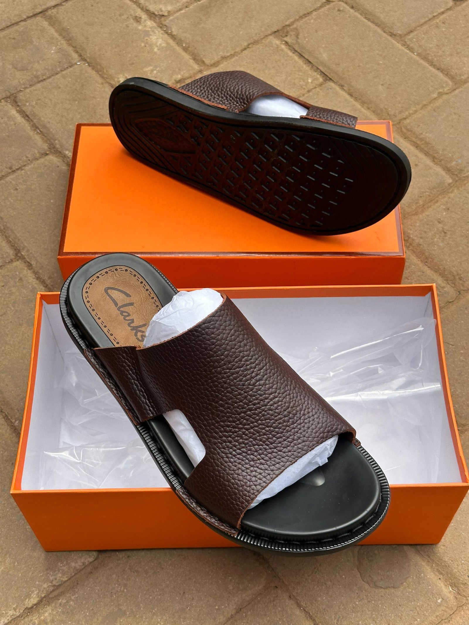 men’s leather slide