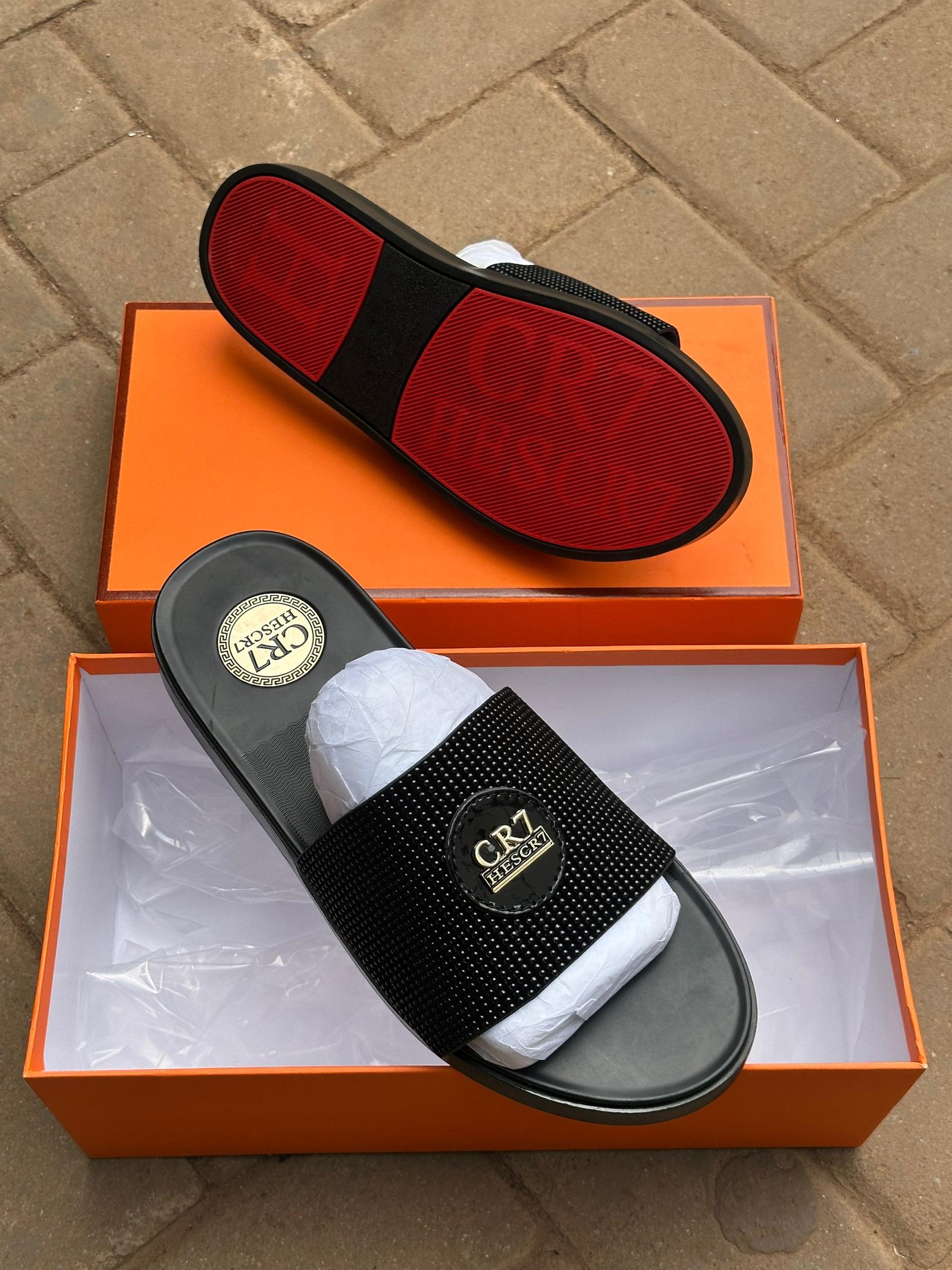 CR7 Hermes Palm Slippers.