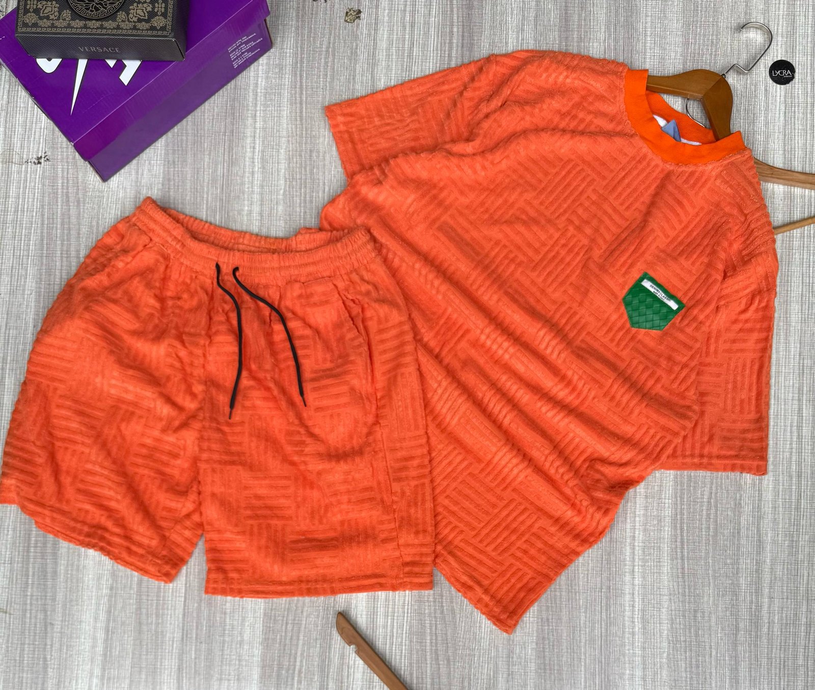 matching set of a short-sleeved top and shorts