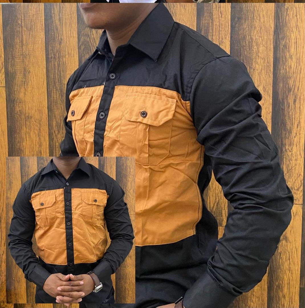 men’s color-block casual shirt.