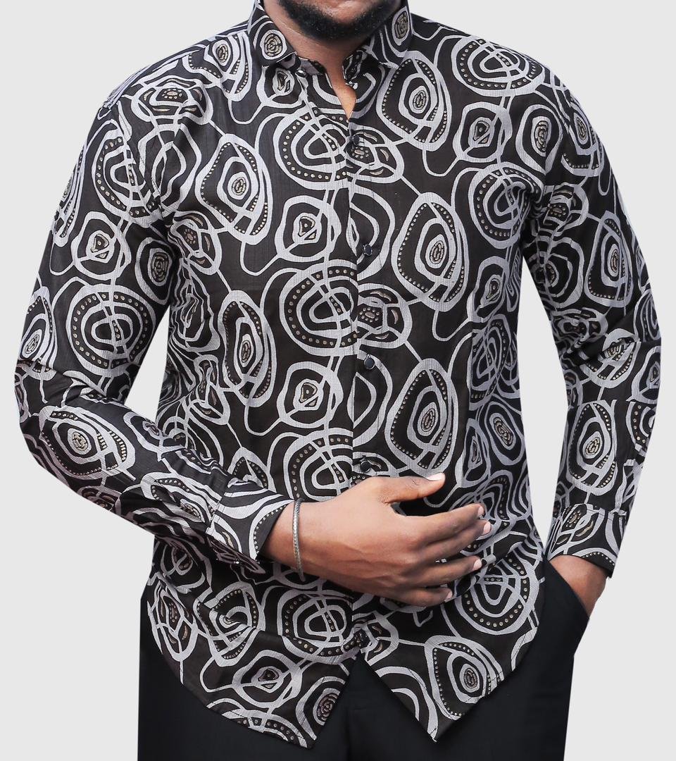 men’s printed, long-sleeved shirt