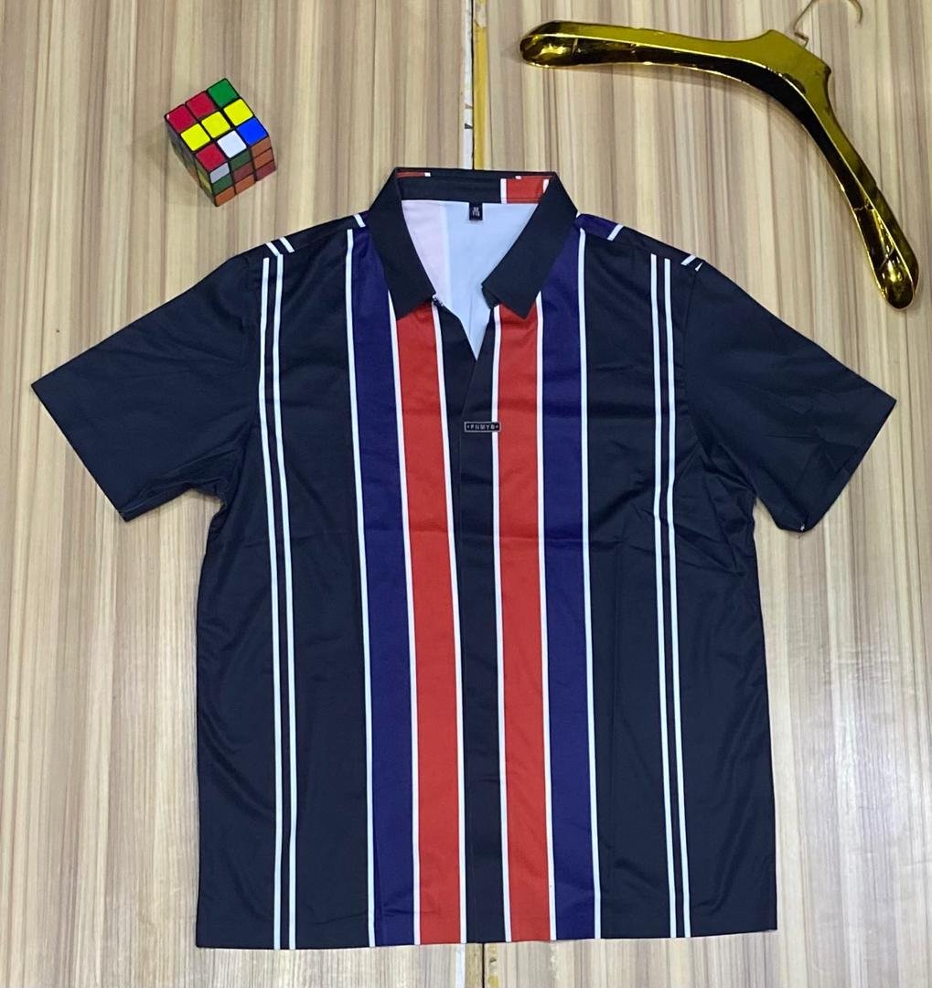 men’s multi-stripe polo shirt.