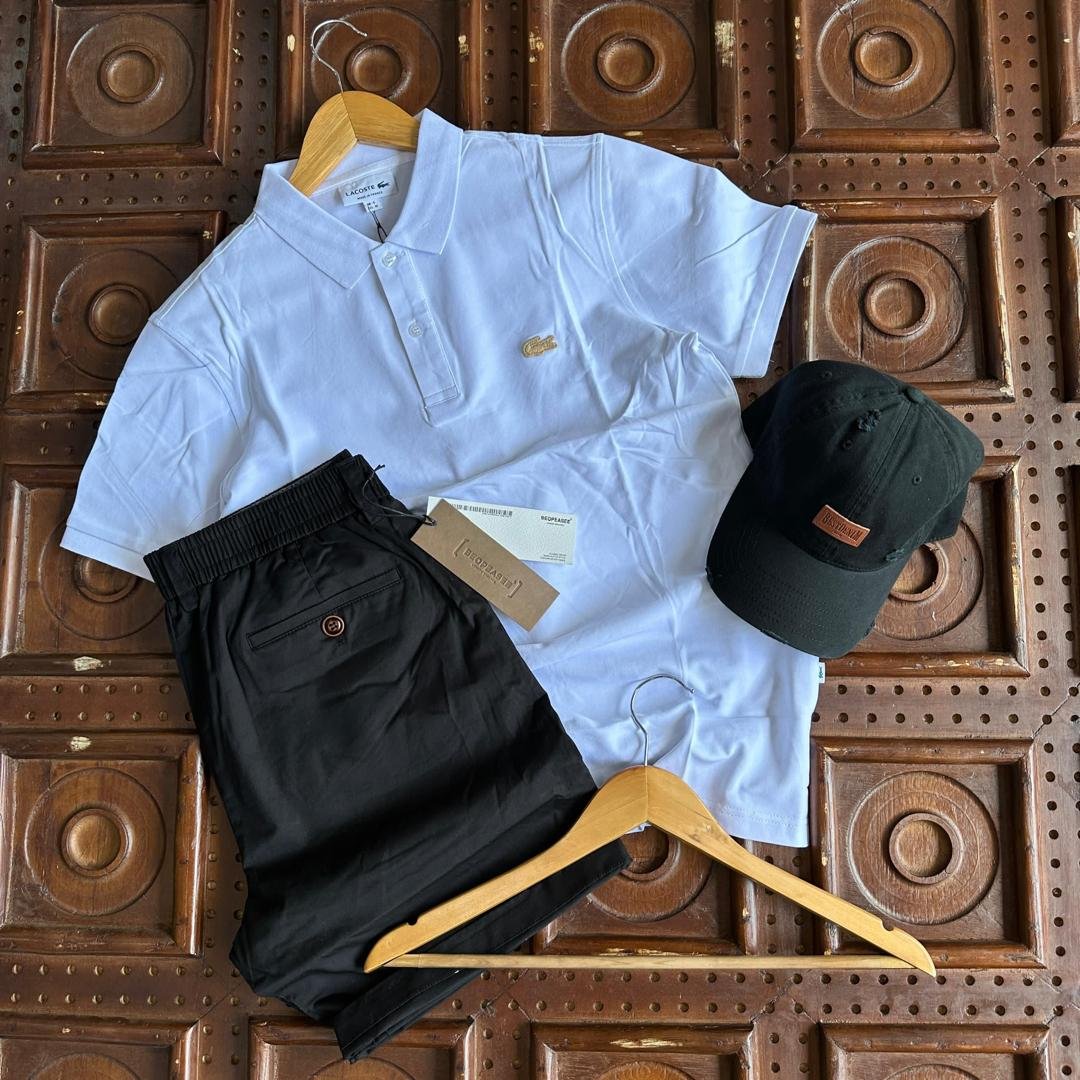 white Lacoste polo shirt.