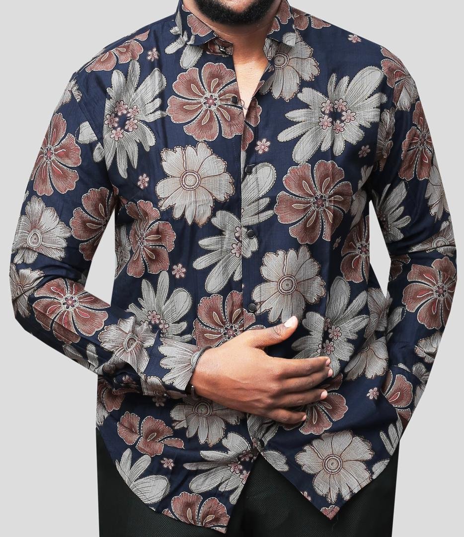 floral-patterned long-sleeved shirt