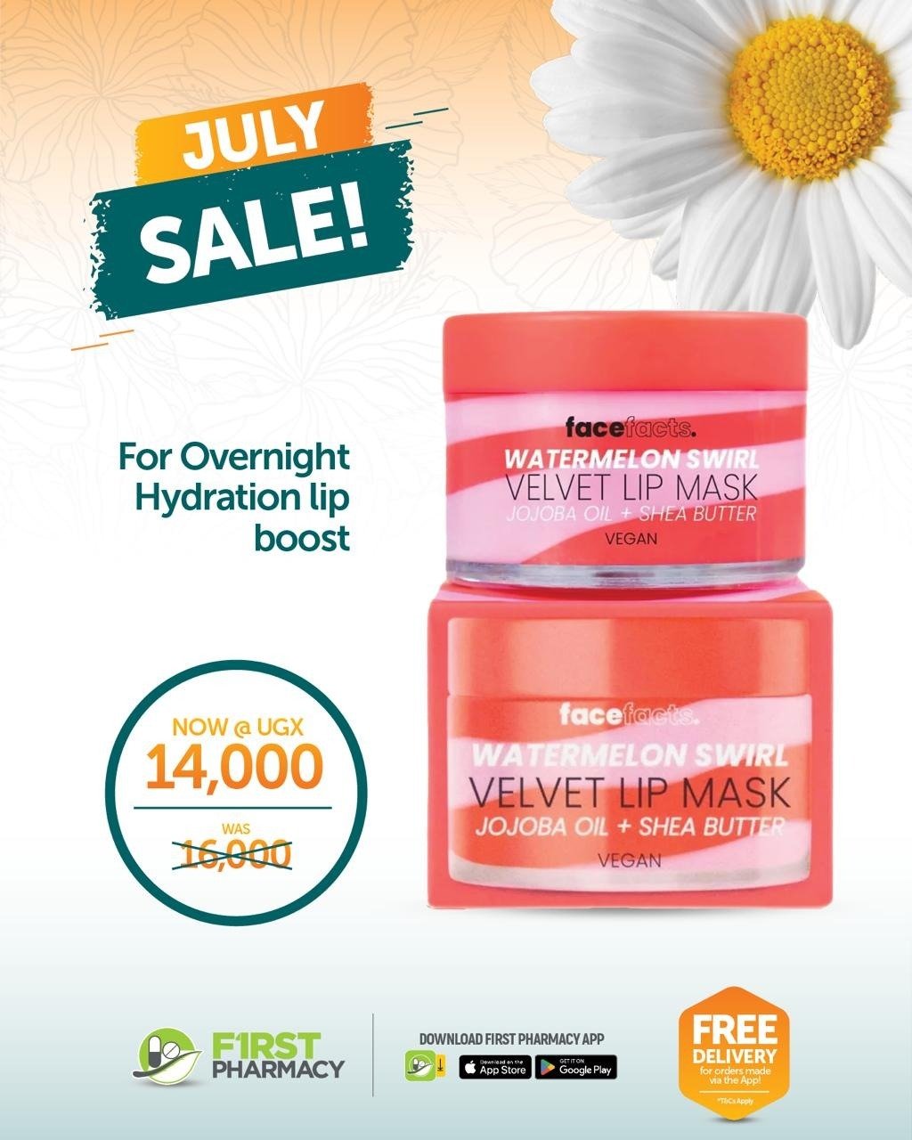 FaceFacts Watermelon Swirl Velvet Lip Mask