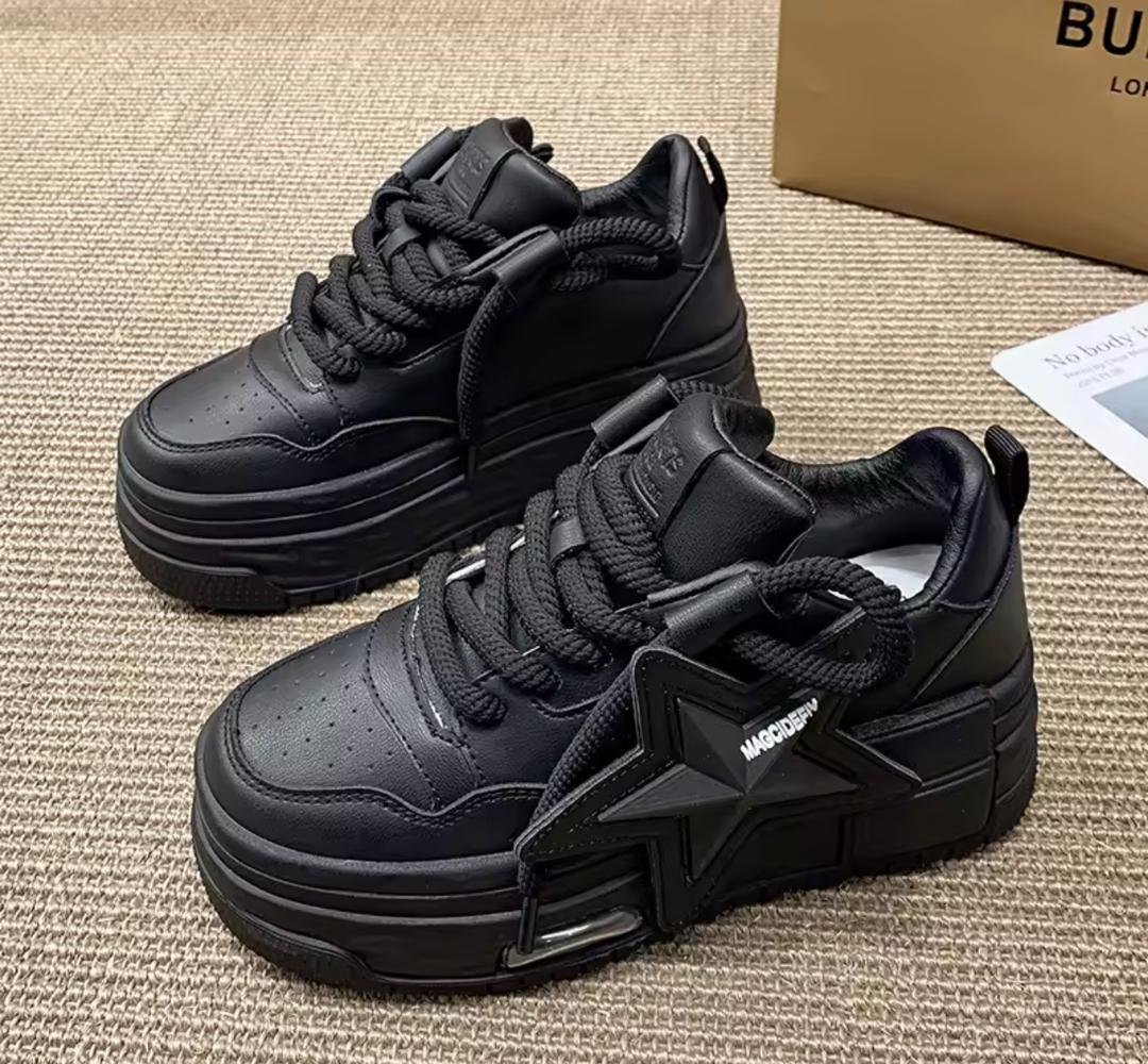 black, platform sneakers