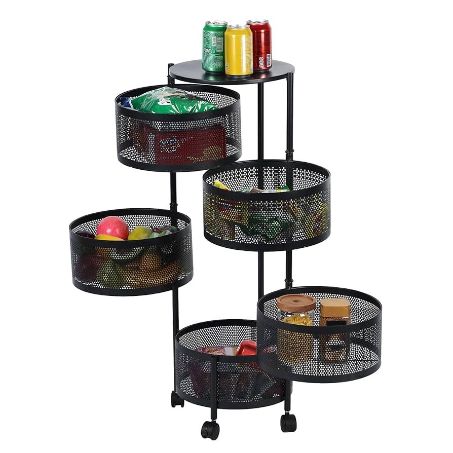 5-tier rotating kitchen storage rack
