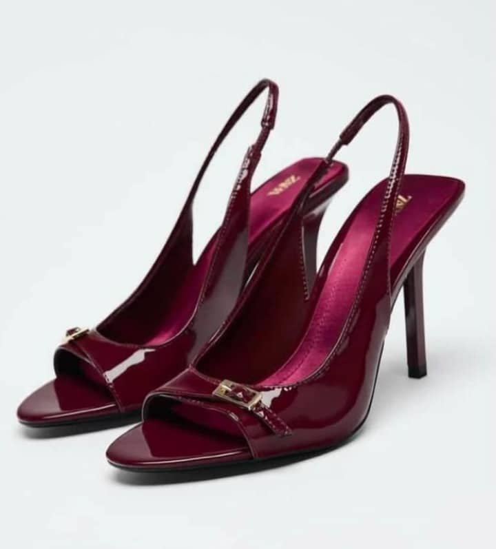 slingback peep-toe high-heeled shoe