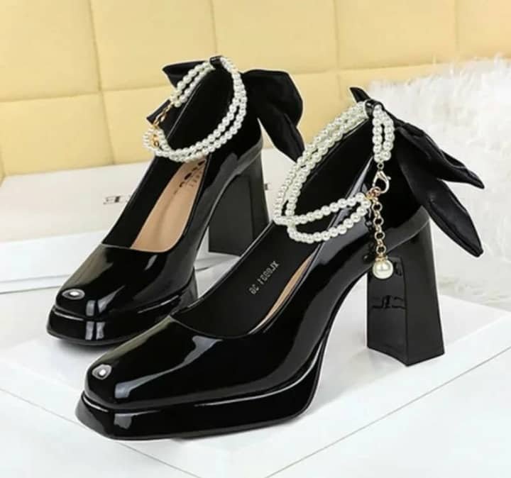 black patent leather high heel
