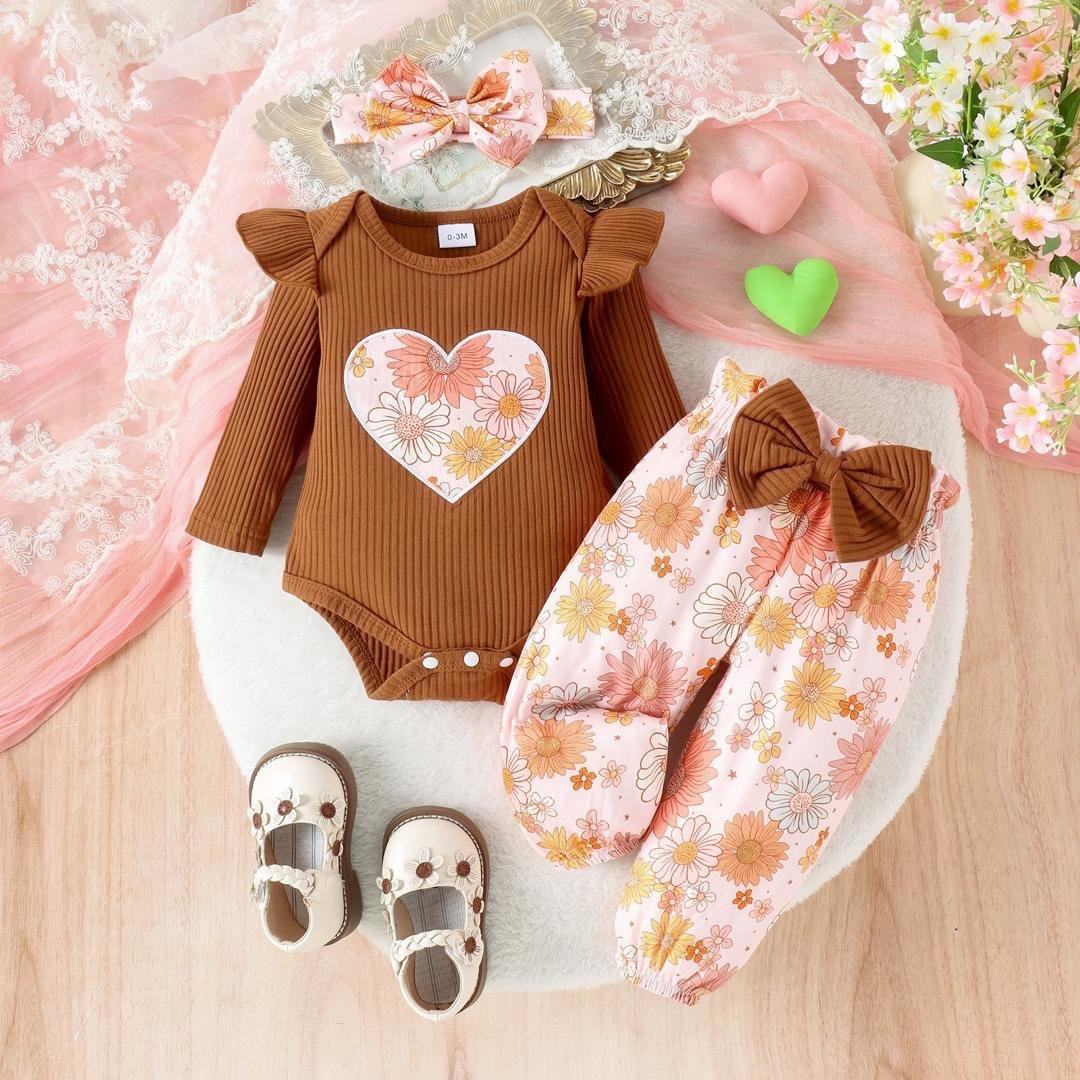 three-piece set designed for a baby girl
