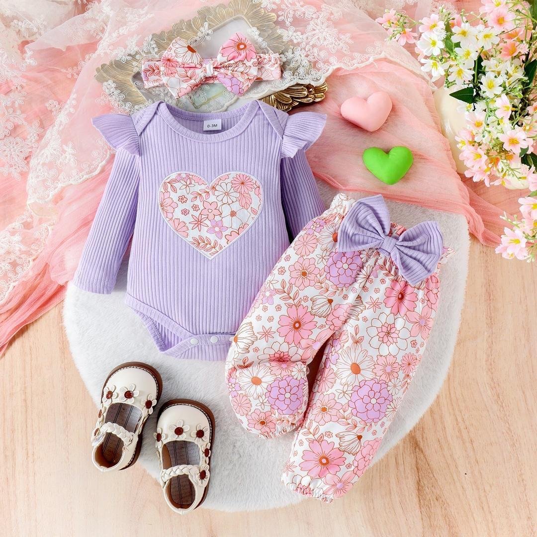 three-piece set for a baby girl