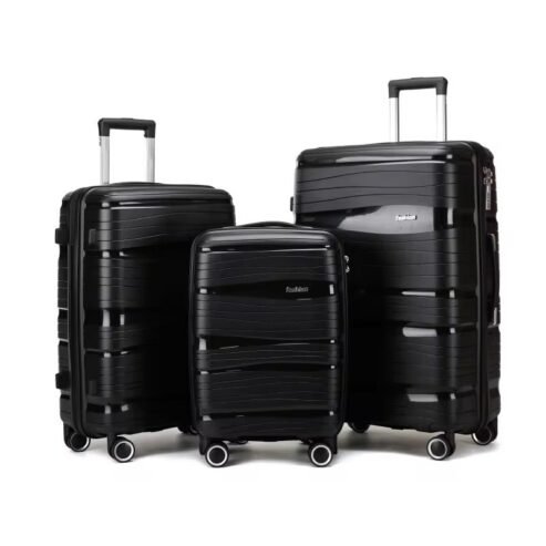 black, hard-sided trolley suitcases