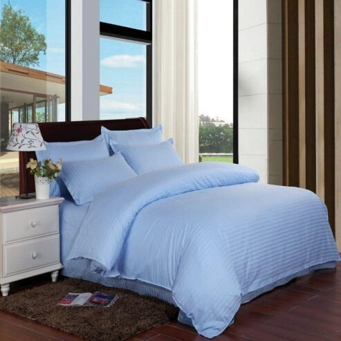 Blue striped duvet cover set