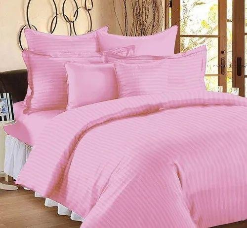 Pink striped duvet cover set