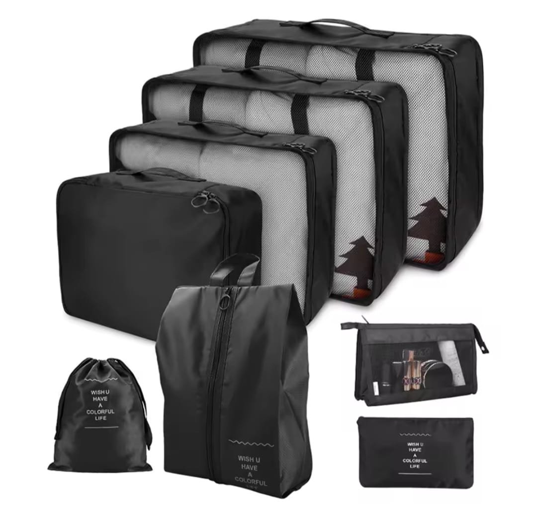 Black travel organizer bags