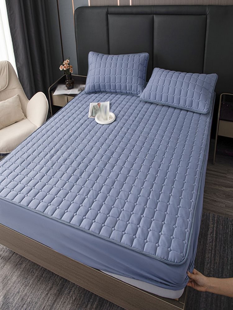 Grey Quilted Waterproof Mattress Protector