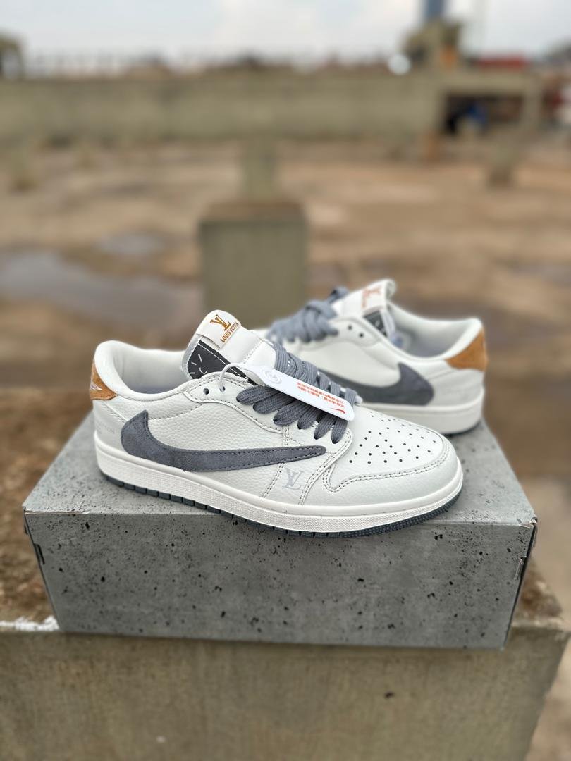 Travis Scott x Fragment Design x Air Jordan 1 Low OG SP LV Off White Grey Brown.