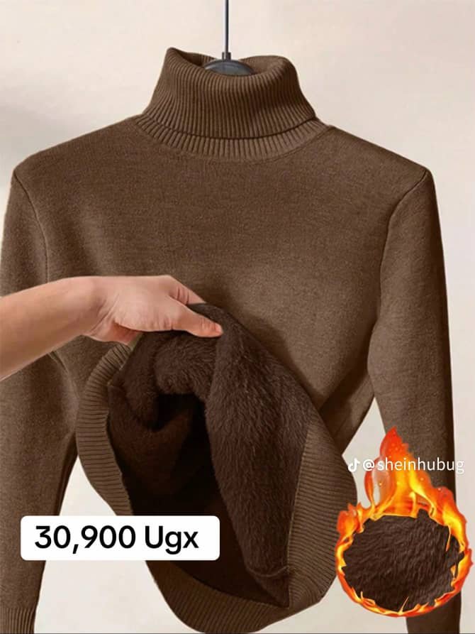 fleece-lined turtleneck sweater