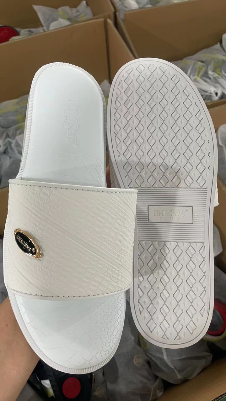 white Lacoste slide sandals,