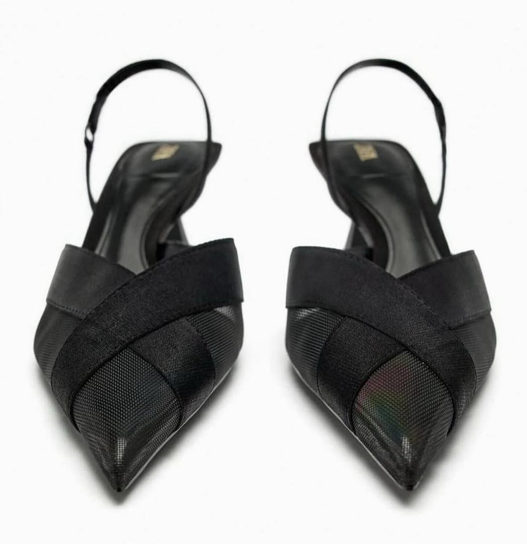 Zara Mesh Slingback Heels.