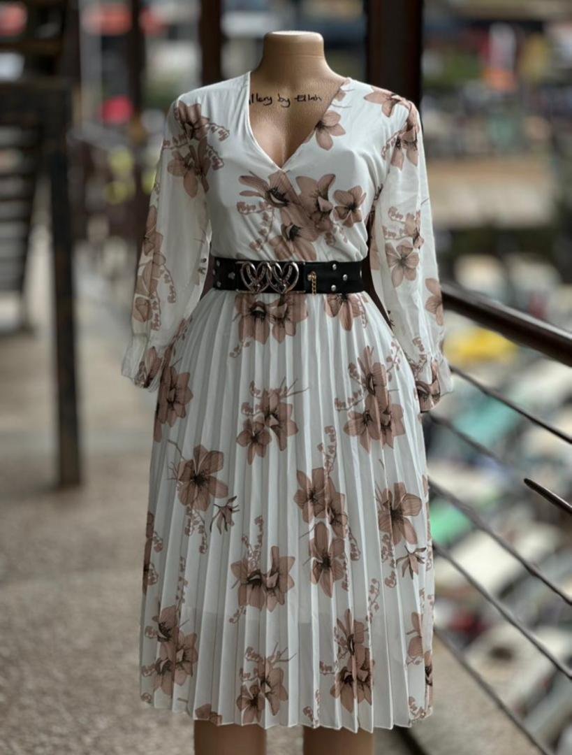 floral pleated midi dress.