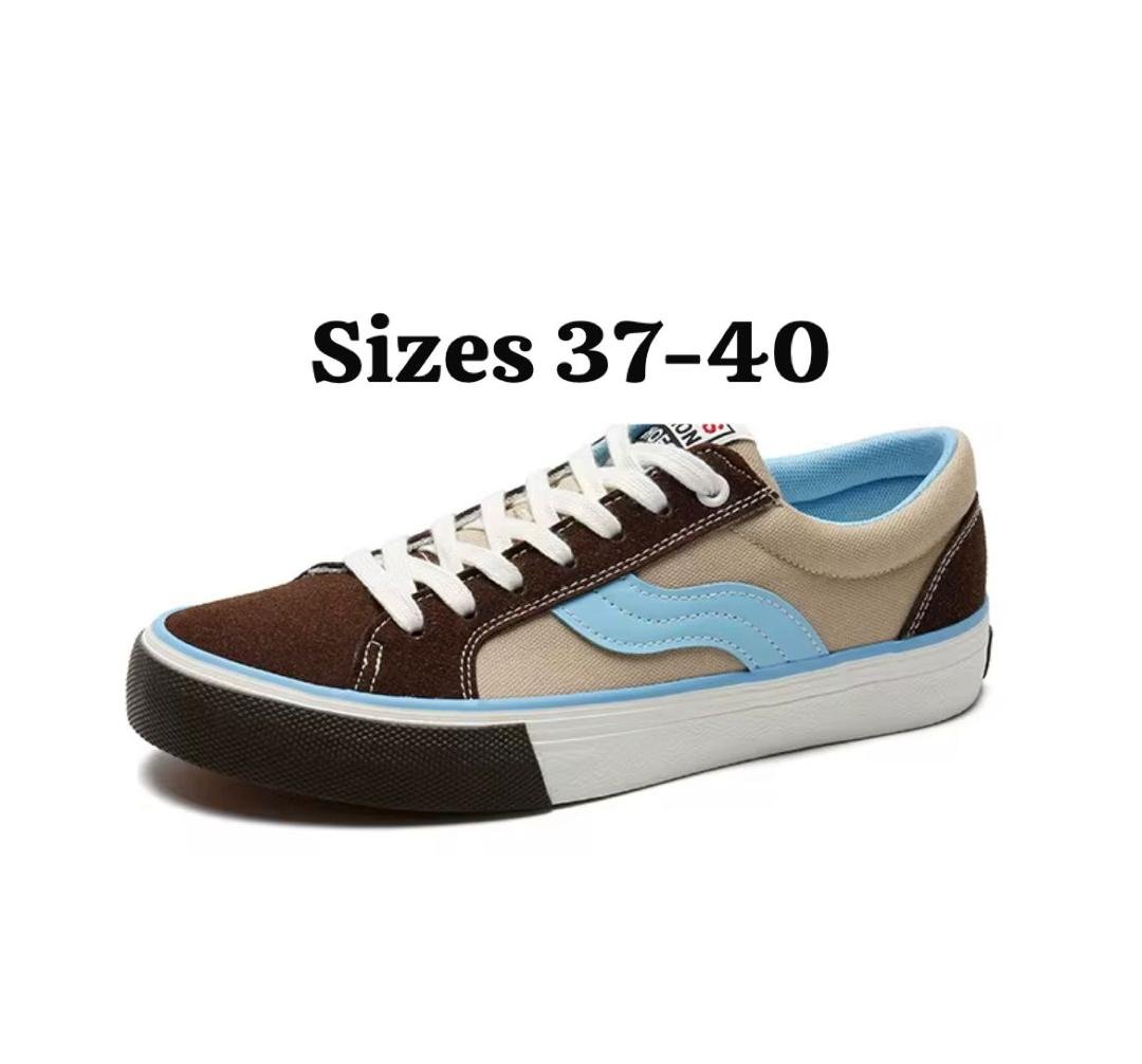 Mixed-Color Canvas Skateboarding Sneakers
