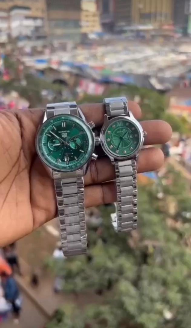 a men’s watch and a women’s watch,
