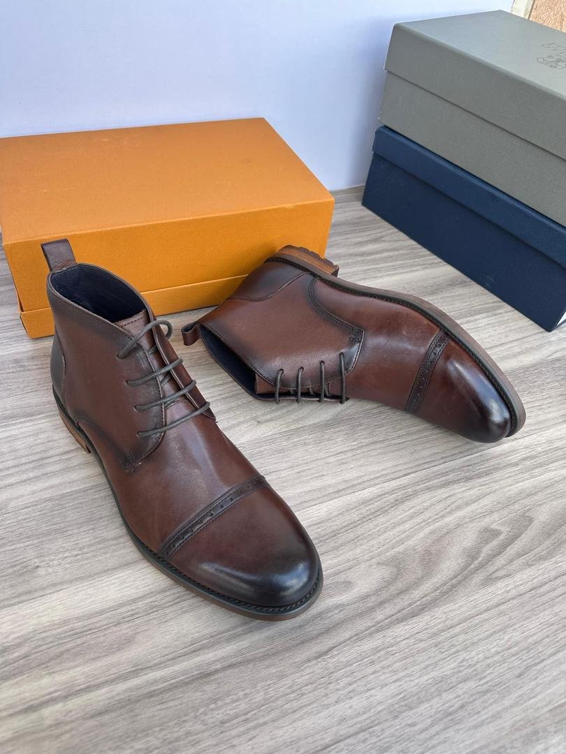 brown leather ankle boots