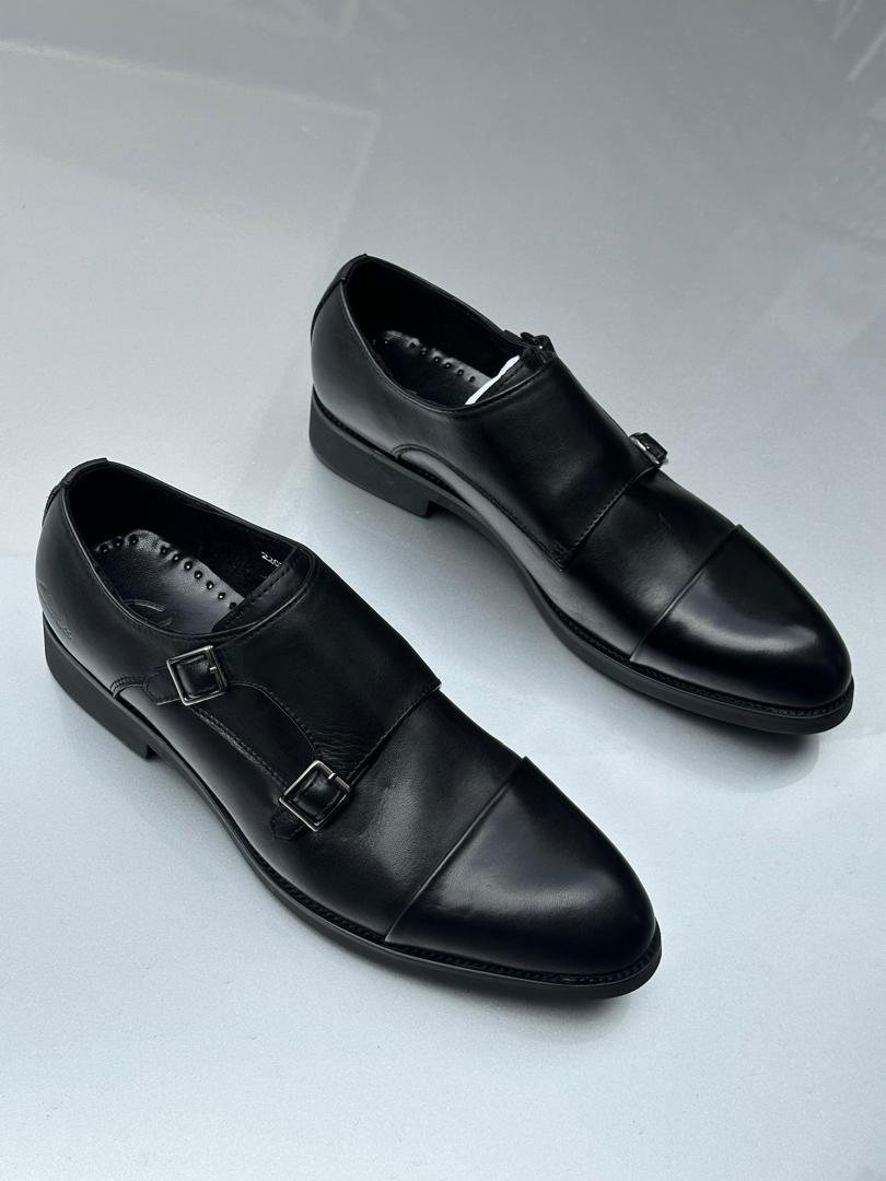 black double monk strap shoes