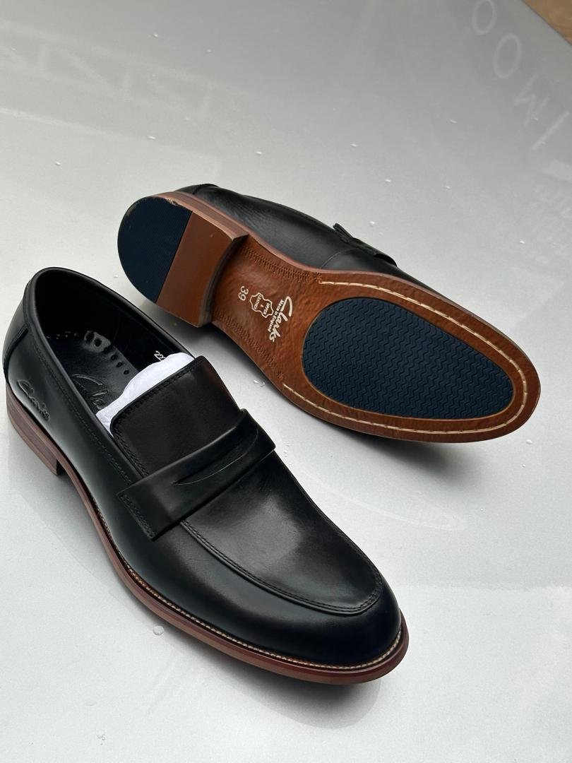black, slip-on formal shoes