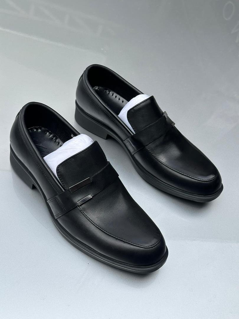 black, slip-on formal shoes