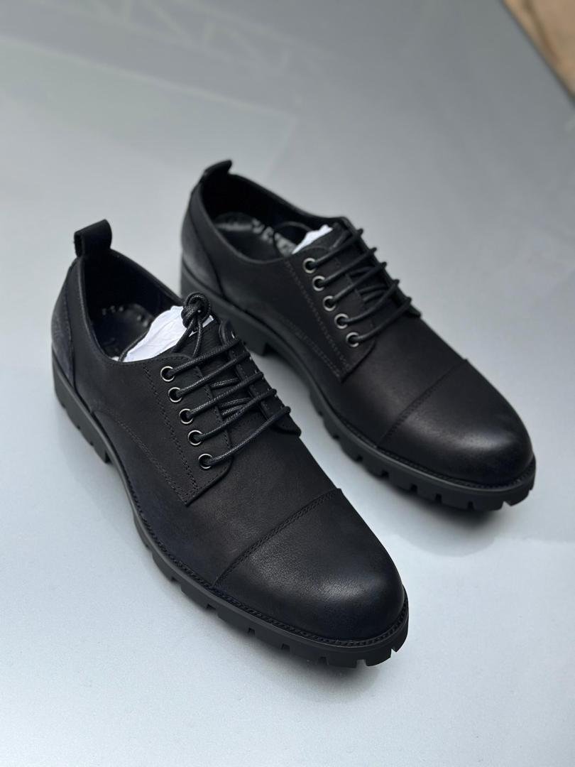 black, lace-up shoes