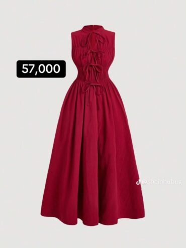 RED SLEEVELESS MODEST DRESS
