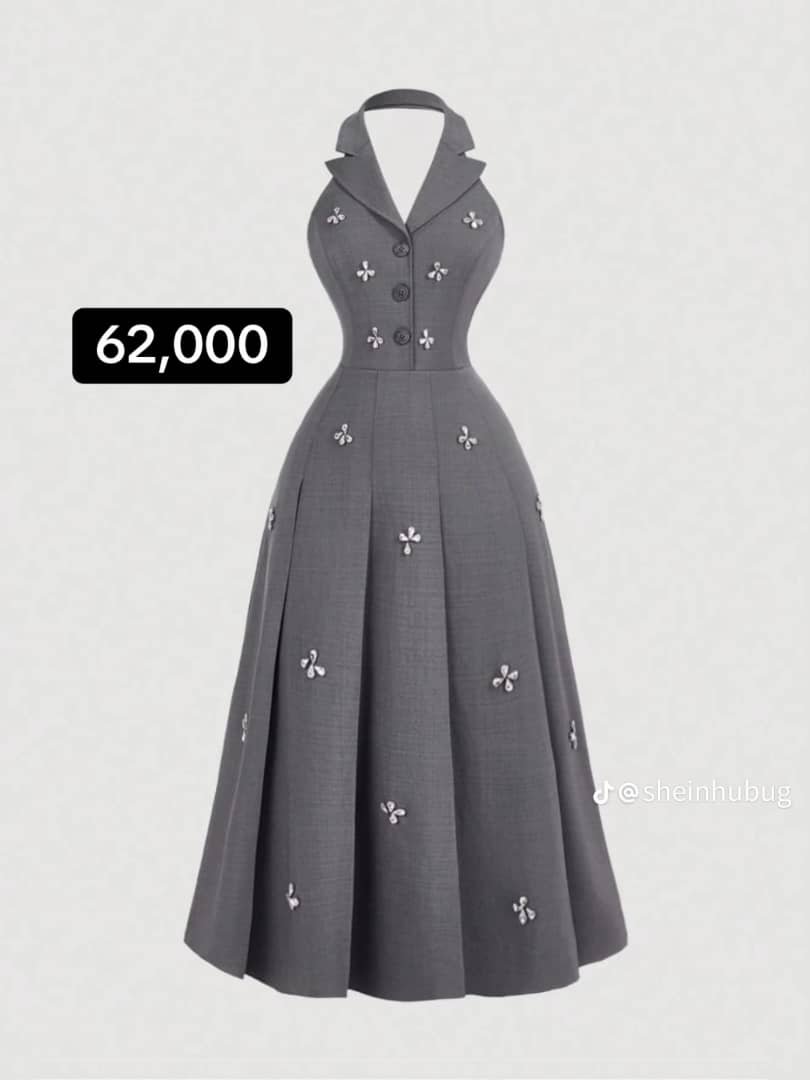 Halter-style Solid grey Dress