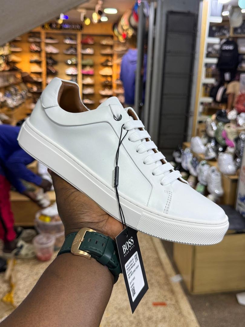 white Hugo Boss low-top trainers