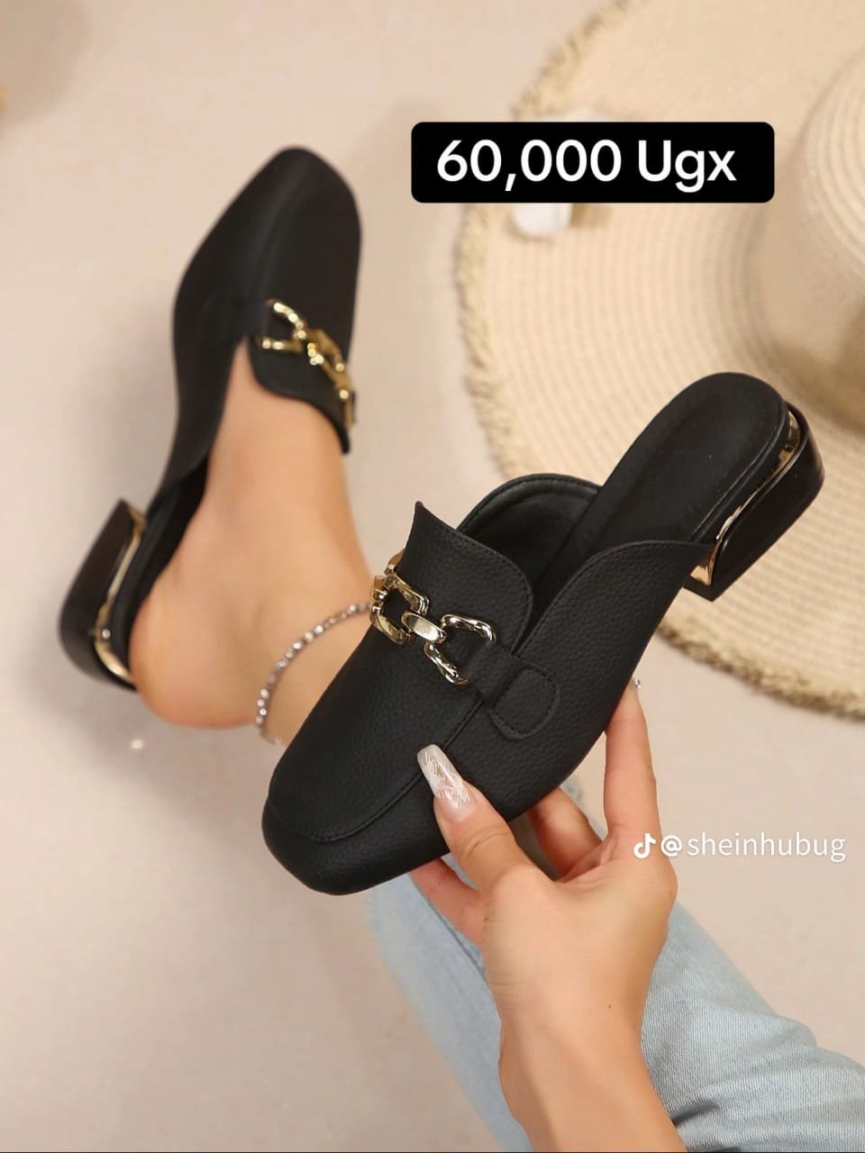 black slip-on mules